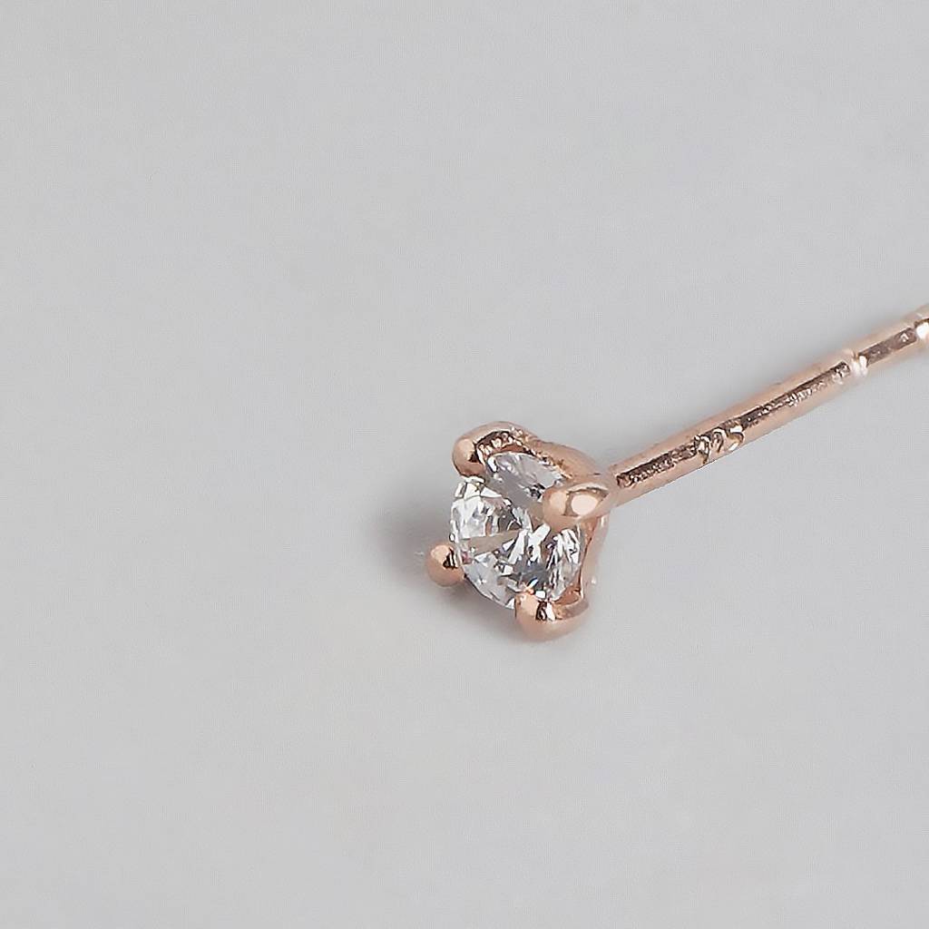 Cz Rose Gold Plated 925 Sterling Silver Stud Earrings : EAR-20168