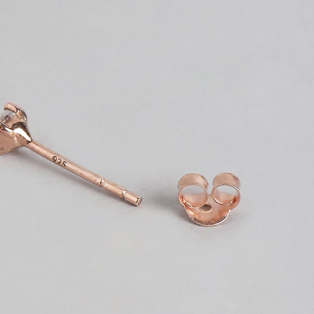 Cz Rose Gold Plated 925 Sterling Silver Stud Earrings : EAR-20168