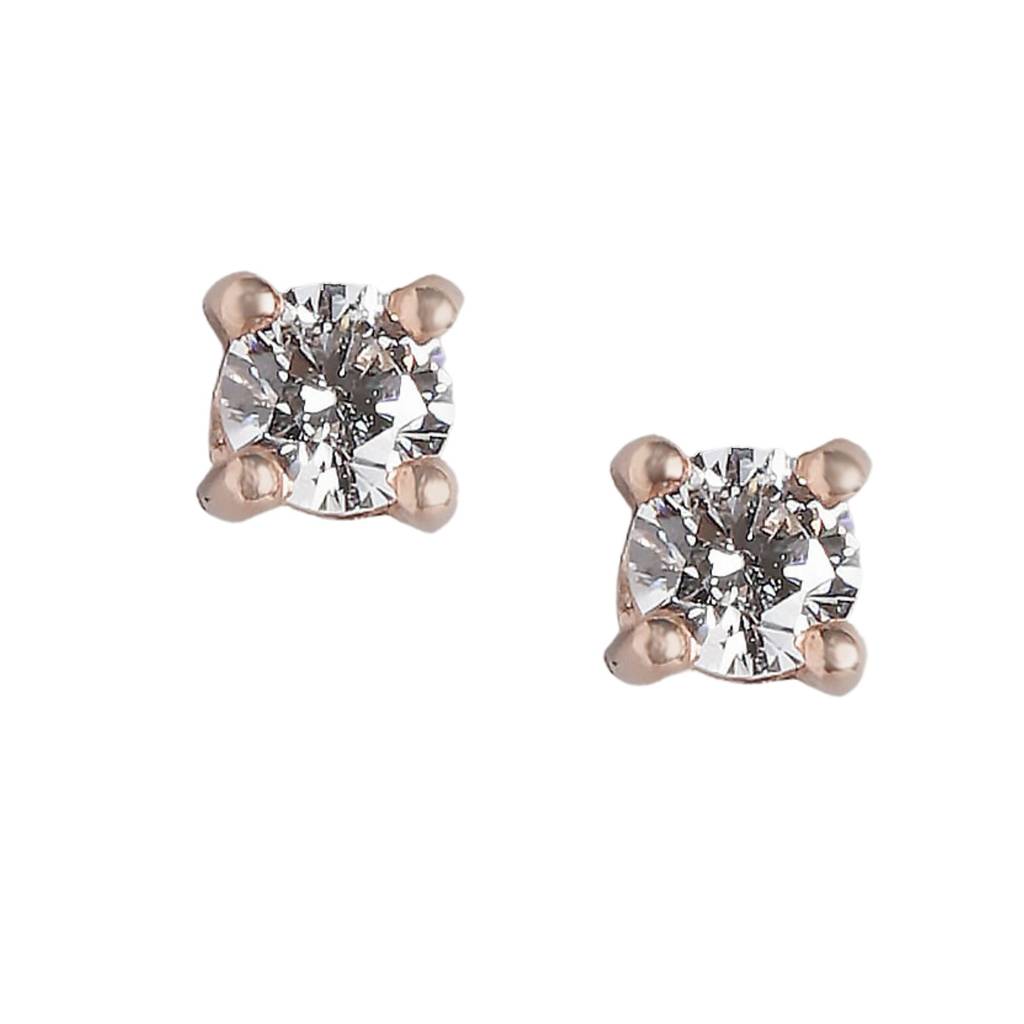 Cz Rose Gold Plated 925 Sterling Silver Stud Earrings : EAR-20168
