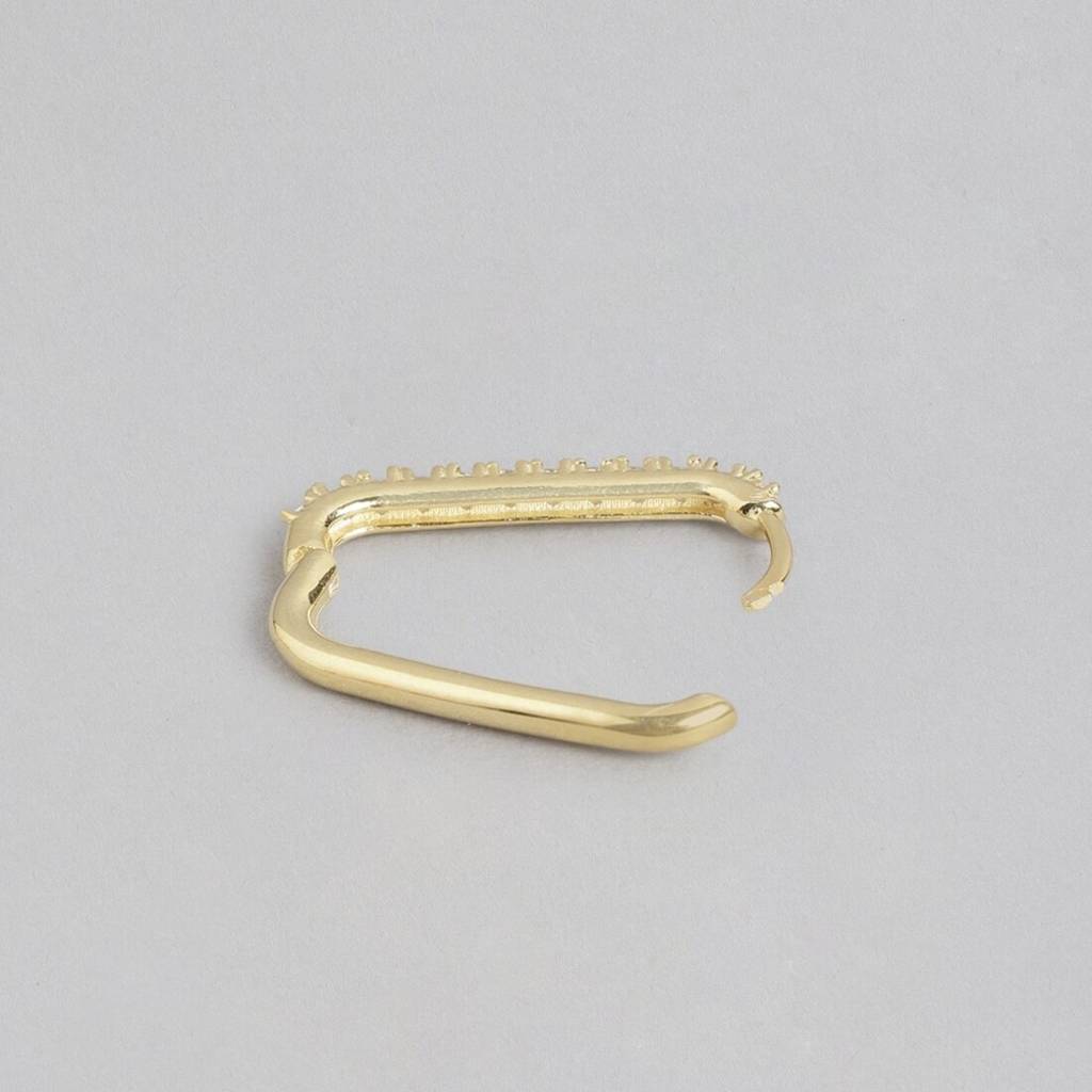 One Line Cz Cz Gold Plated 925 Sterling Silver Hoop : EAR-20410