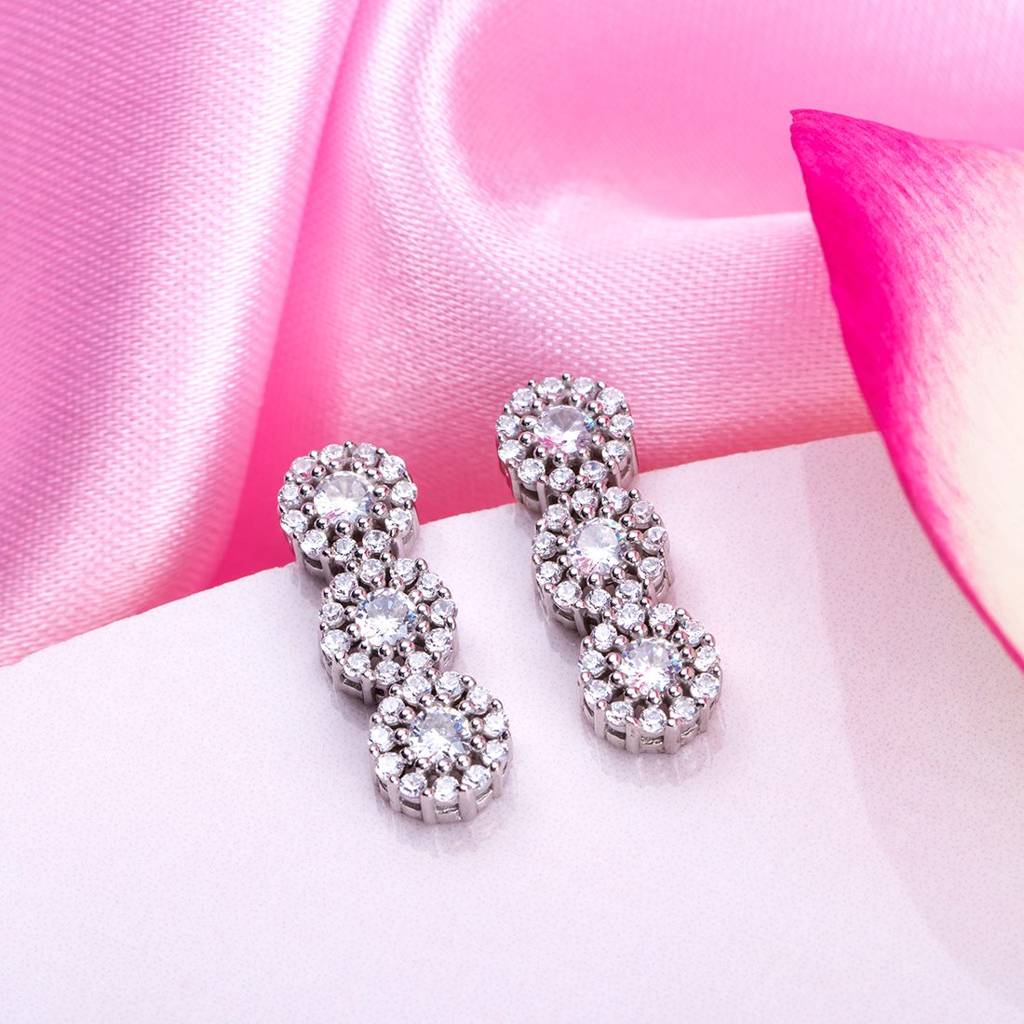 Tassel Earrings with Disk Circle and Bead Rhodium-plated Sterling Silver Tassel Earrings with Disk Circle and Bead Rhodium-plated Sterling Silver