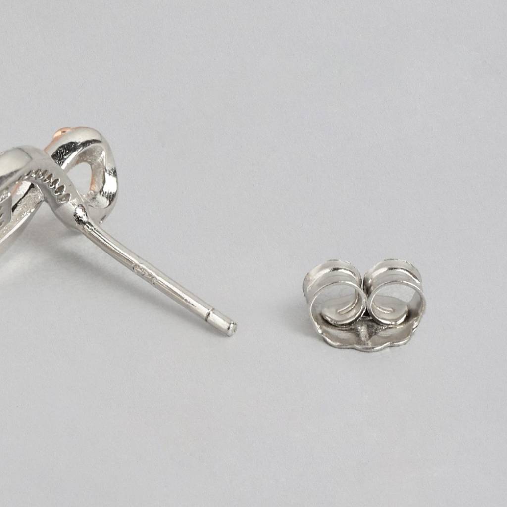Cz Rhodium & Rose Gold Plated 925 Sterling Silver Stud : EAR-20679-RRG