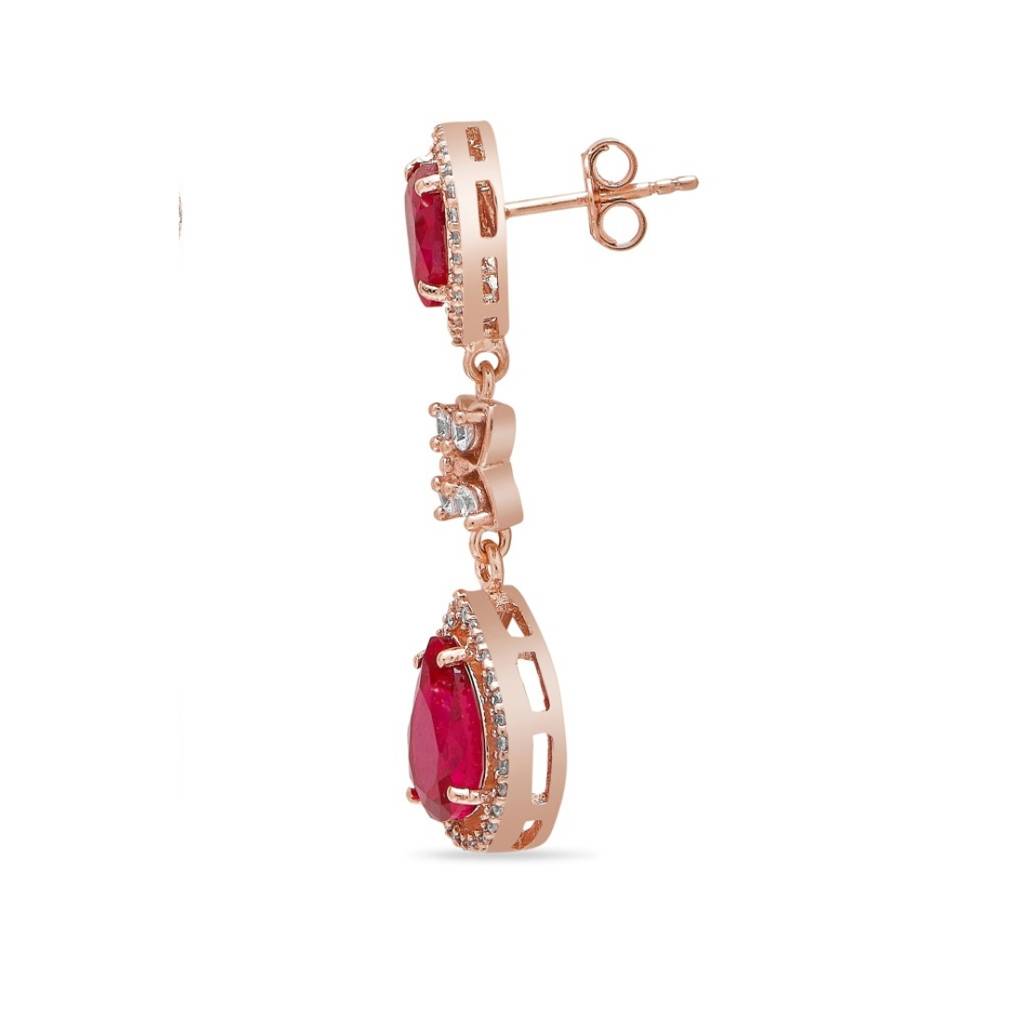 Solitaire Cz Rose Gold Plated 925 Sterling Silver Drop : EAR-20747-RG