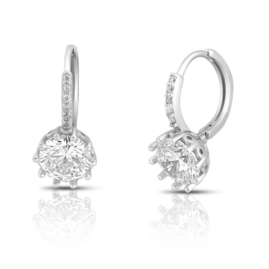 Shimmering Rhodium Plated 925 Sterling Silver Earrings : EAR-20886-R