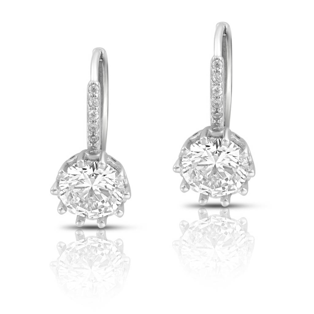 Shimmering Rhodium Plated 925 Sterling Silver Earrings : EAR-20886-R