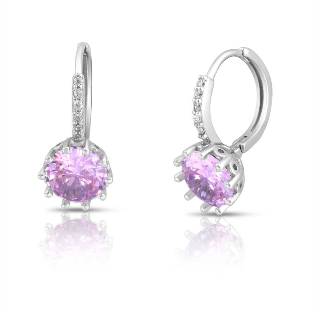 Solitaire Rhodium Plated 925 Sterling Silver Earrings : EAR-20889-R