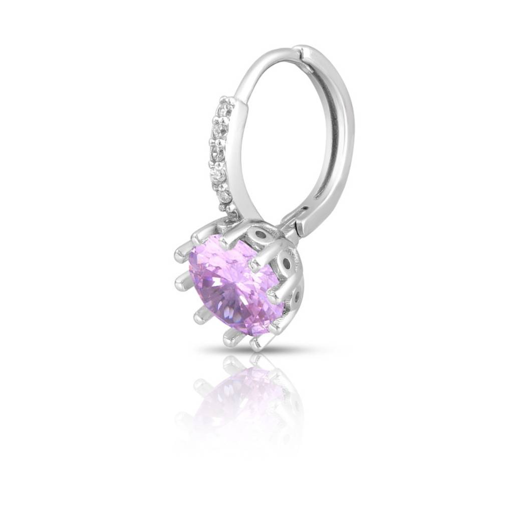 Solitaire Rhodium Plated 925 Sterling Silver Earrings : EAR-20889-R