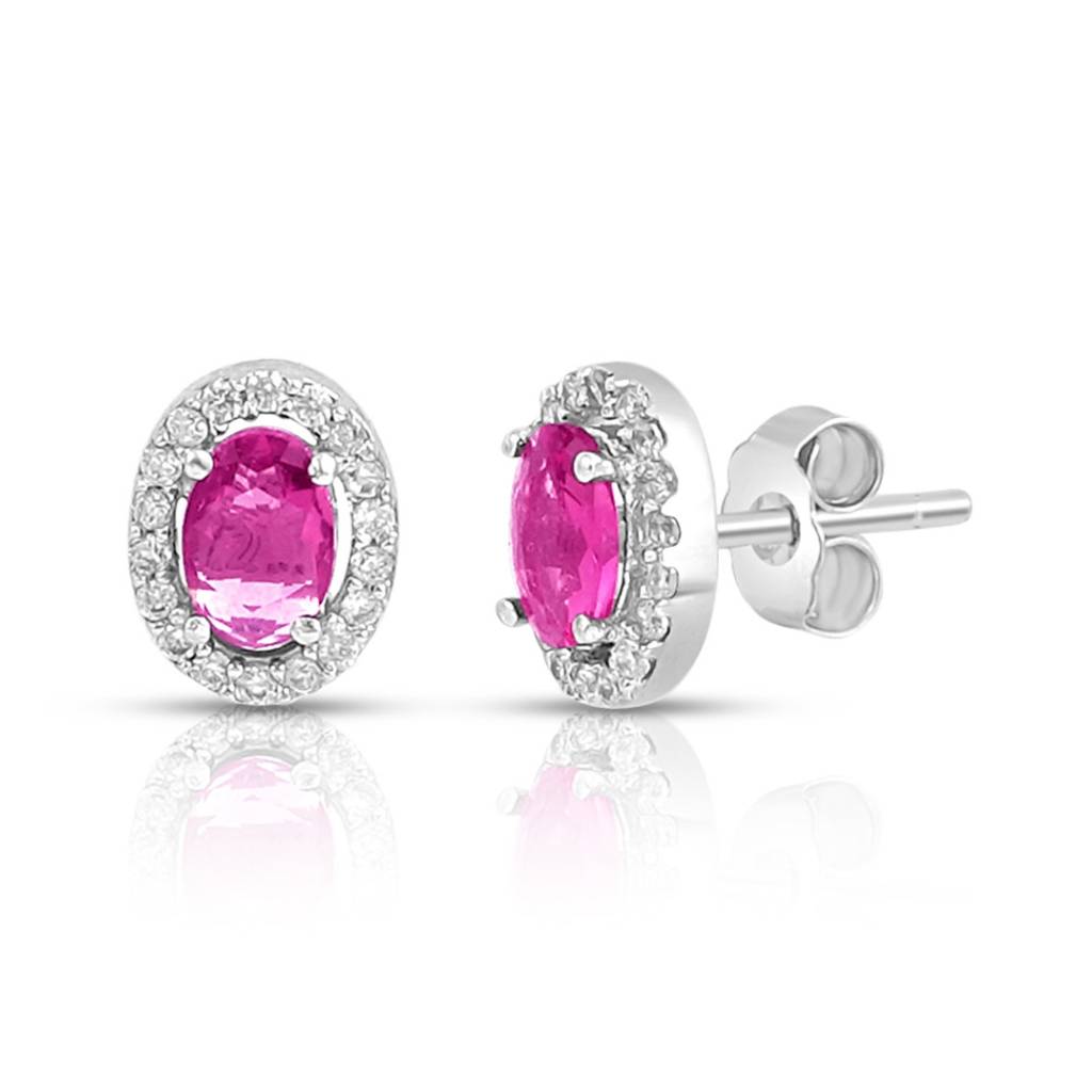 Ruby Royale Rhodium Plated 925 Sterling Silver Earrings : EAR-20897-R