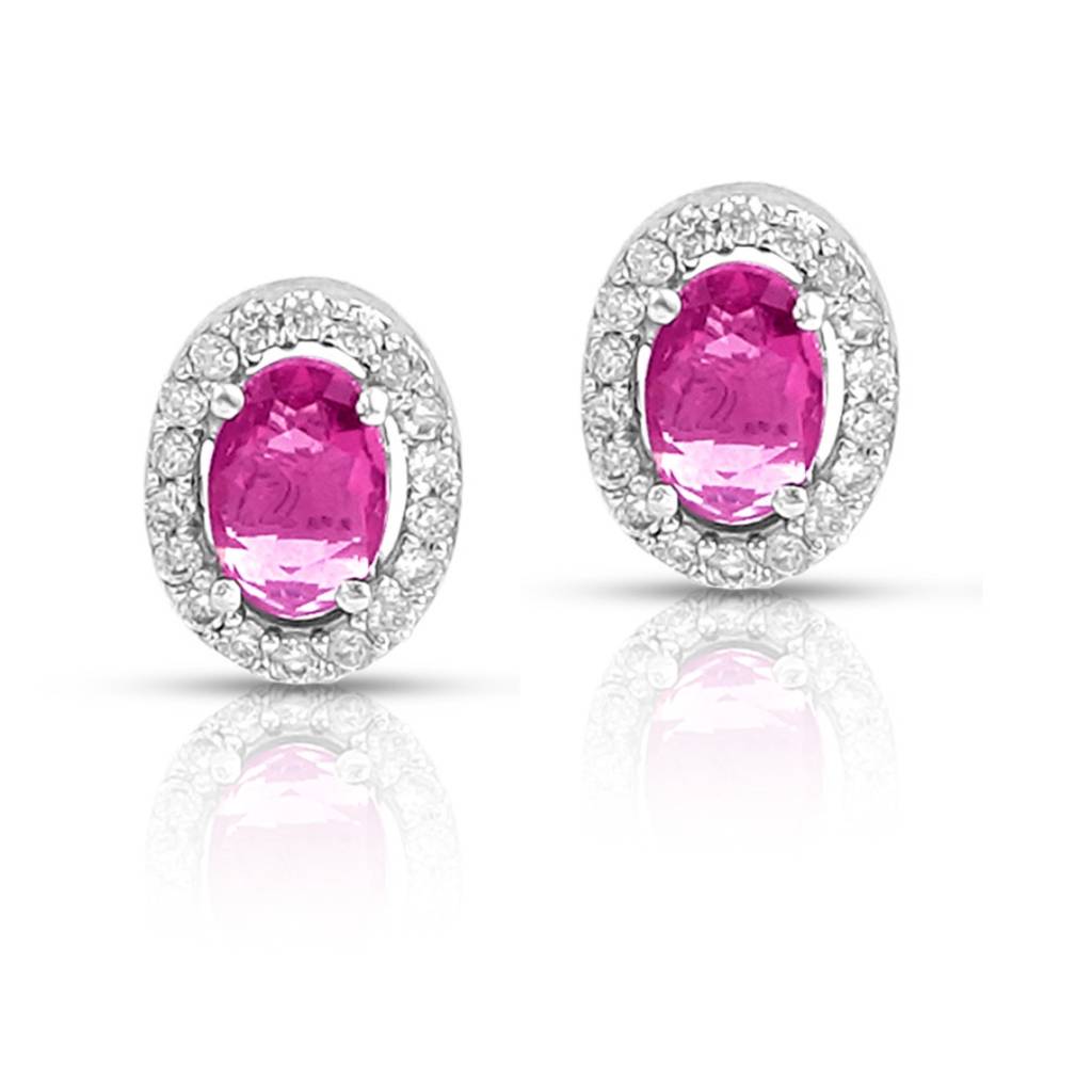 Ruby Royale Rhodium Plated 925 Sterling Silver Earrings : EAR-20897-R