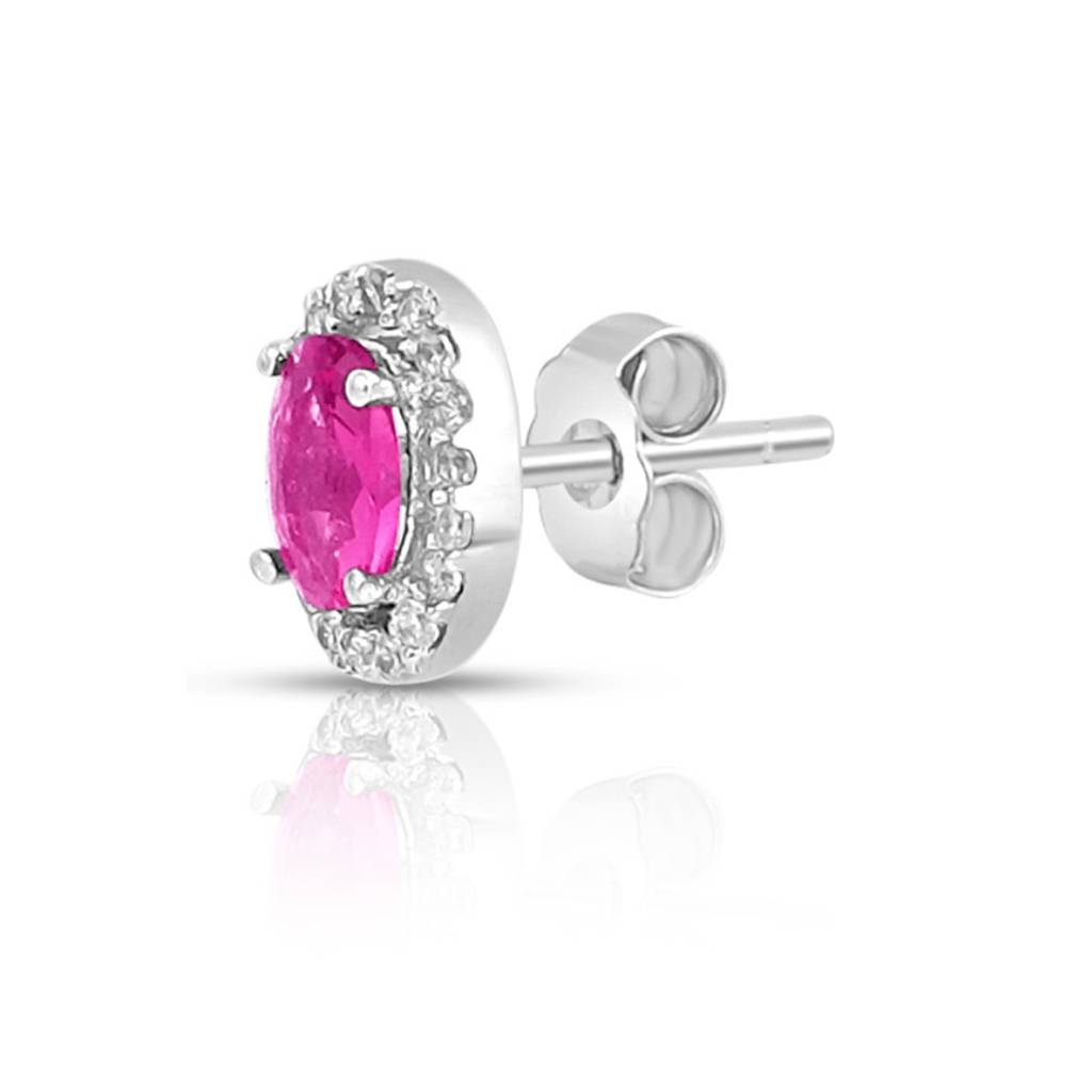 Ruby Royale Rhodium Plated 925 Sterling Silver Earrings : EAR-20897-R