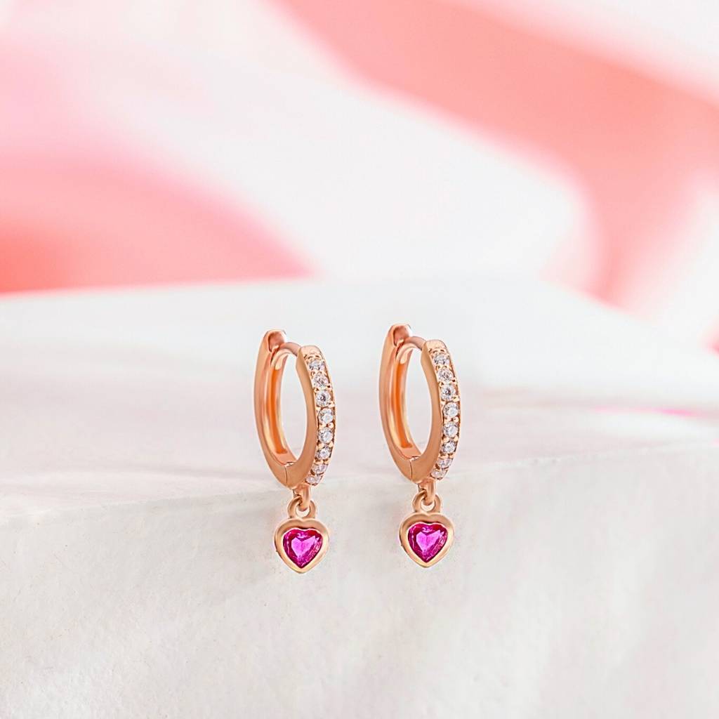 Heart Rose Gold Plated 925 Sterling Silver Drop Earrings Sterling  Silver Rose Gold