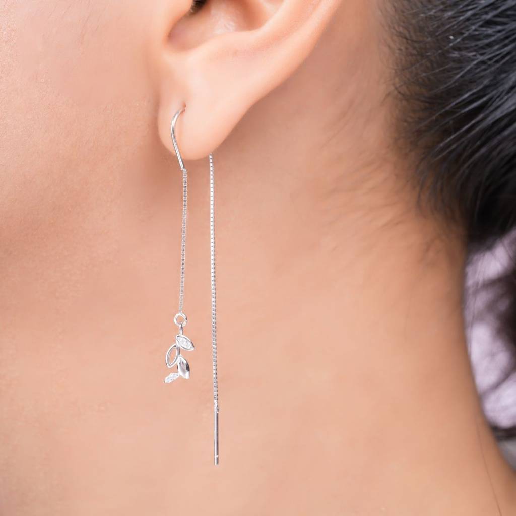 Whisper Threads Rhodium Plated 925 Sterling Silver Earrings : EAR-20909-R