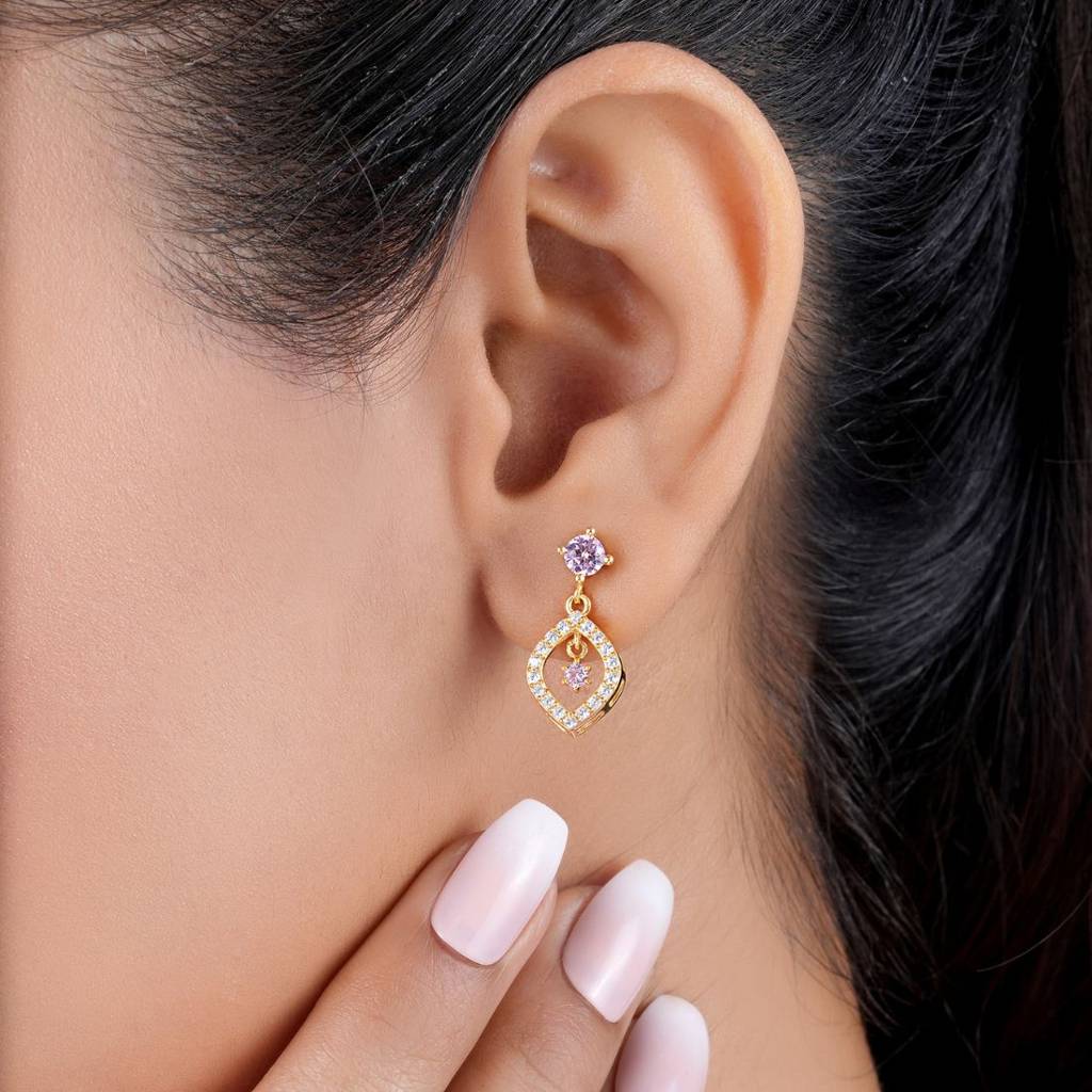 Star Leaf Gold Plated 925 Sterling Silver Earrings : EAR-20921-G