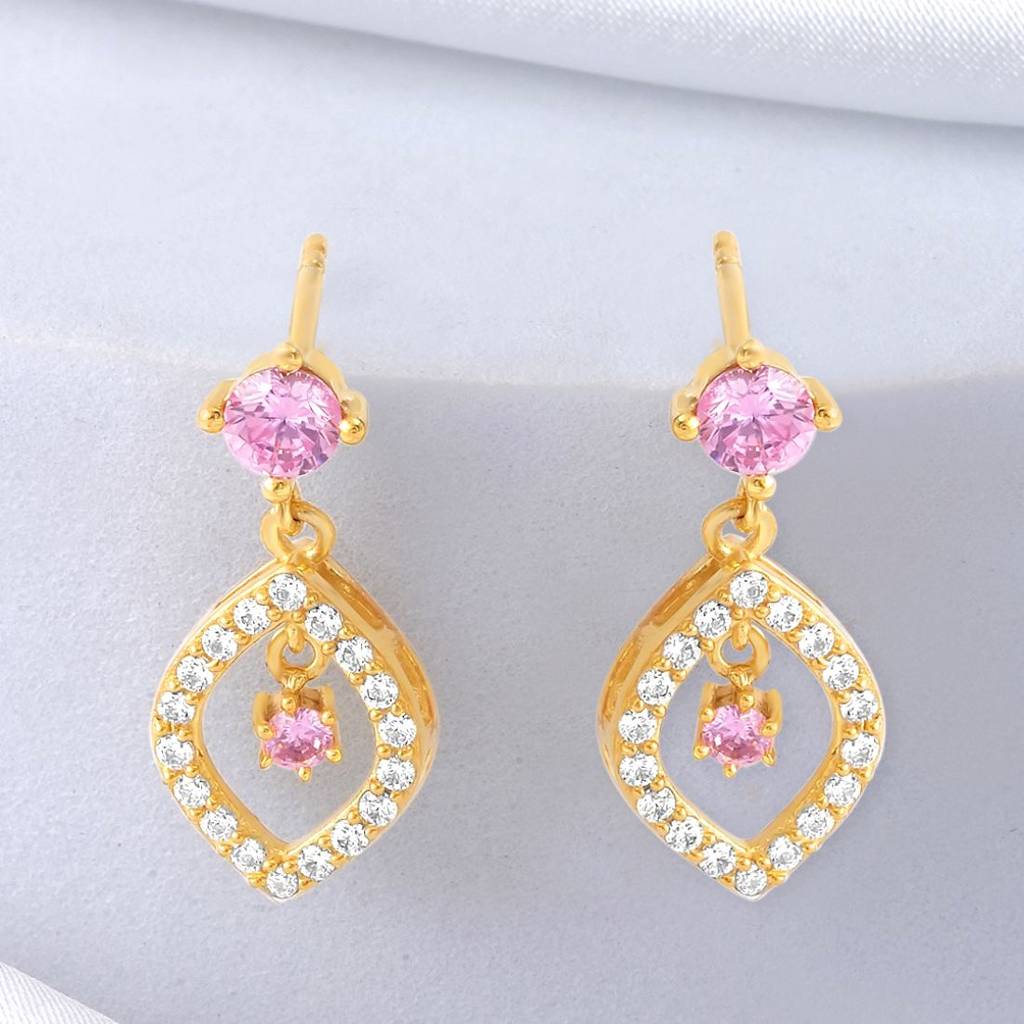 Star Leaf Gold Plated 925 Sterling Silver Earrings : EAR-20921-G