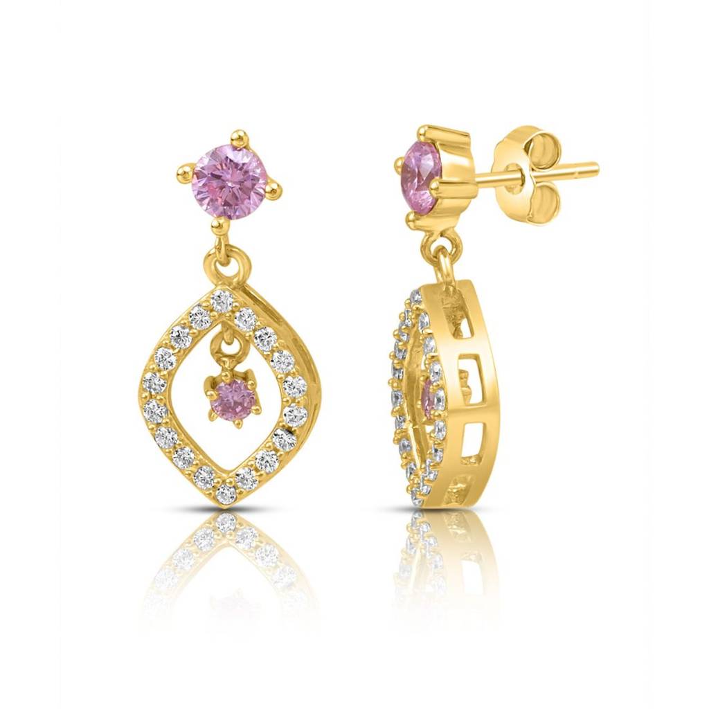 Star Leaf Gold Plated 925 Sterling Silver Earrings : EAR-20921-G