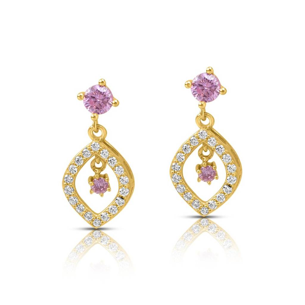 Star Leaf Gold Plated 925 Sterling Silver Earrings : EAR-20921-G