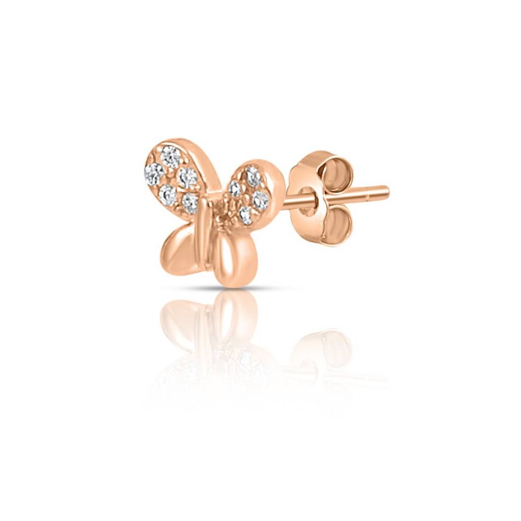Mini Butterfly Rose Gold Plated 925 Sterling Silver Earrings : EAR-20925-RG