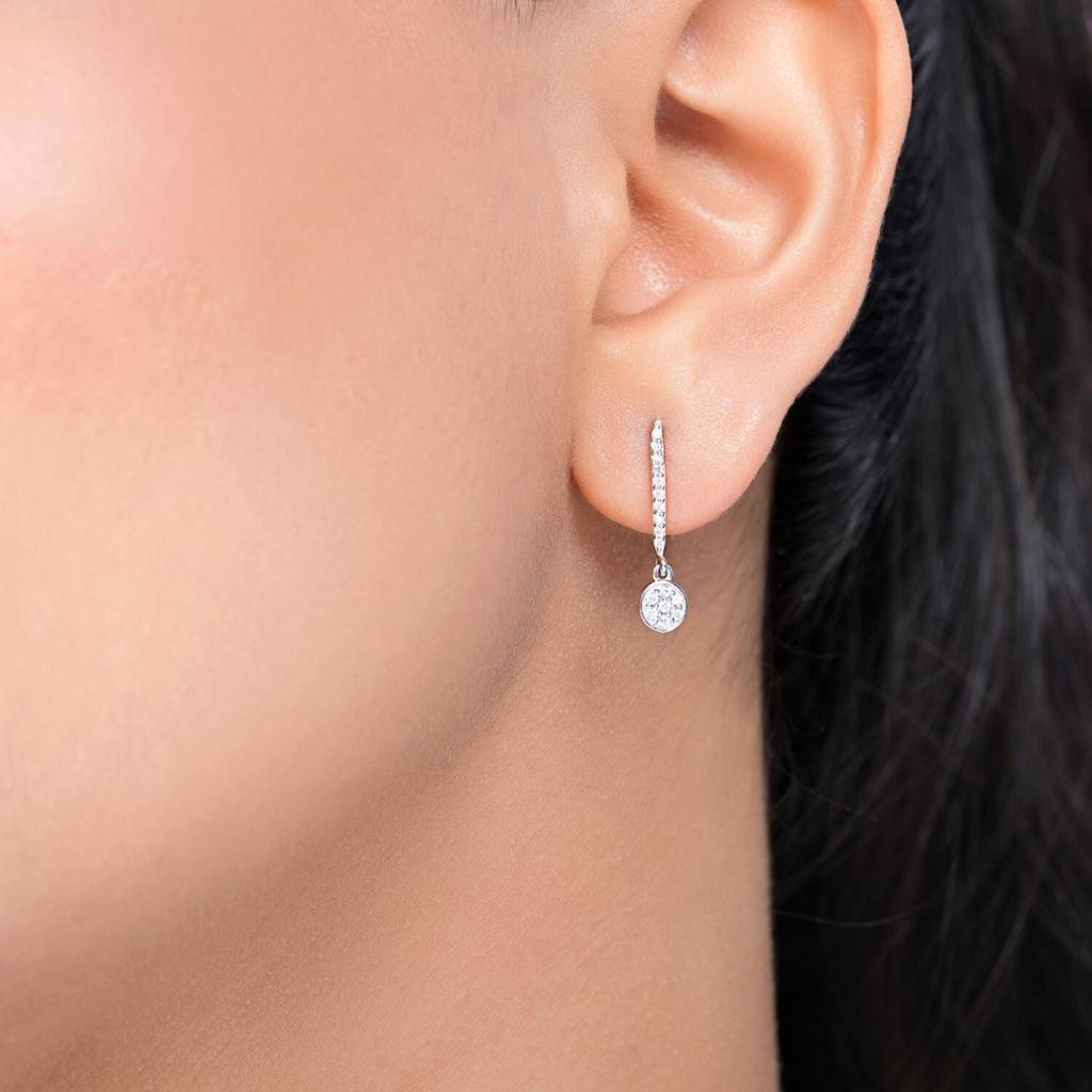 Drop Rhodium Plated 925 Sterling Silver Earrings : EAR-20932-R