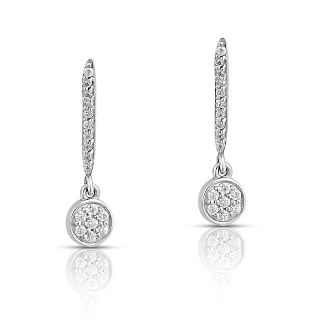 Drop Rhodium Plated 925 Sterling Silver Earrings : EAR-20932-R