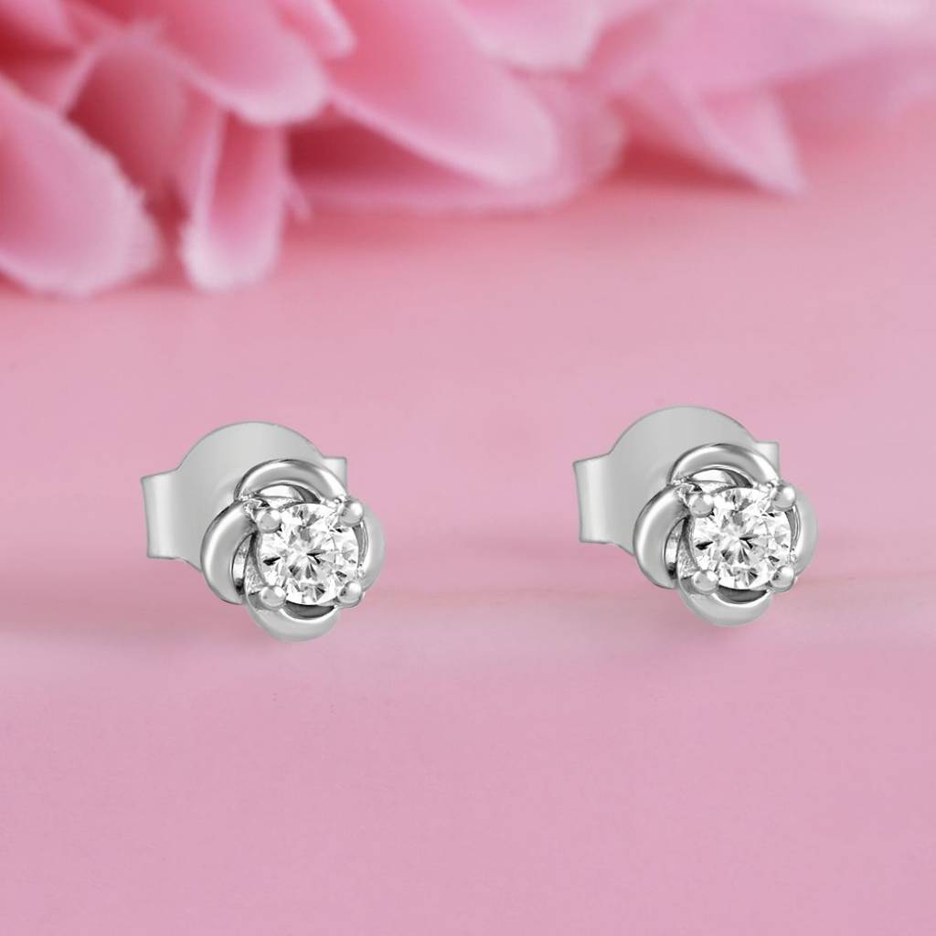 Rose Essence Rhodium Plated 925 Sterling Silver Earrings : EAR-20933-R