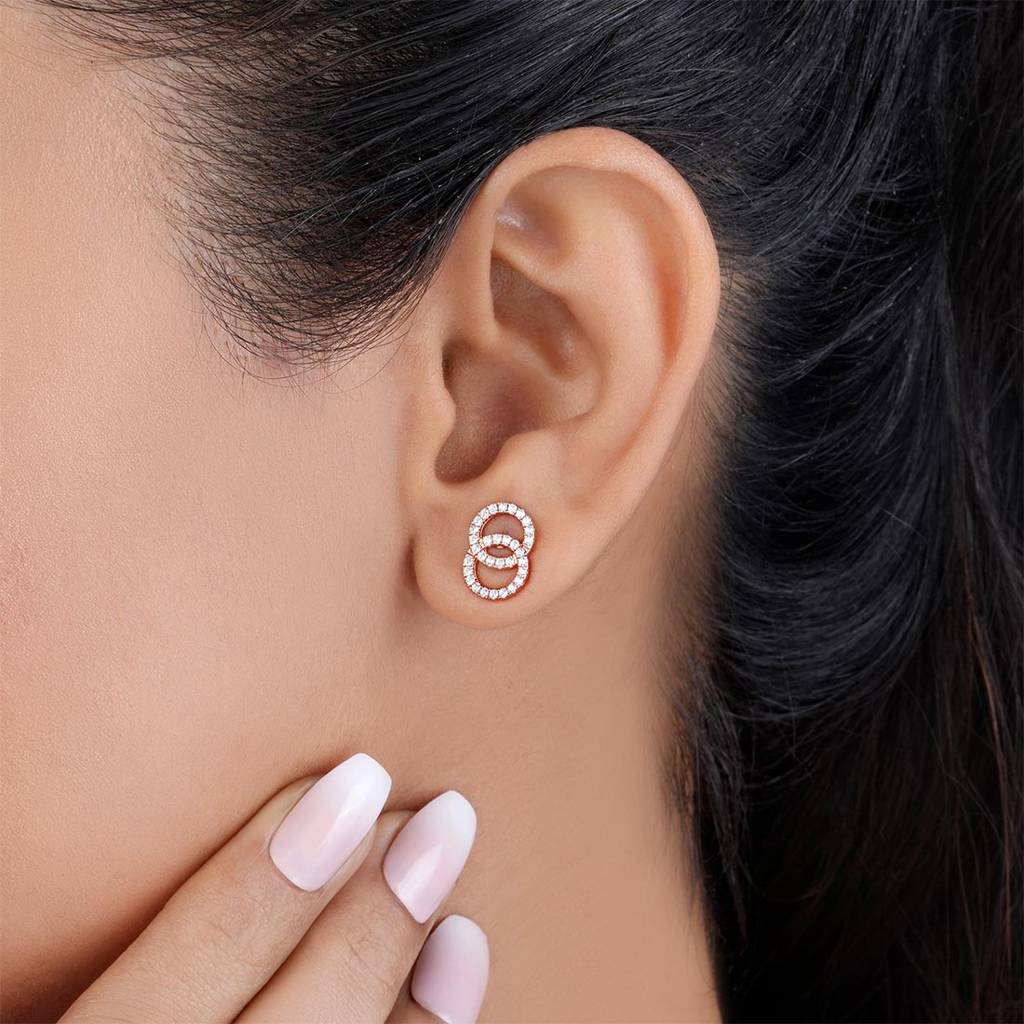 Twirling Circles Rose Gold Plated 925 Sterling Silver Earrings : EAR-20934-RG