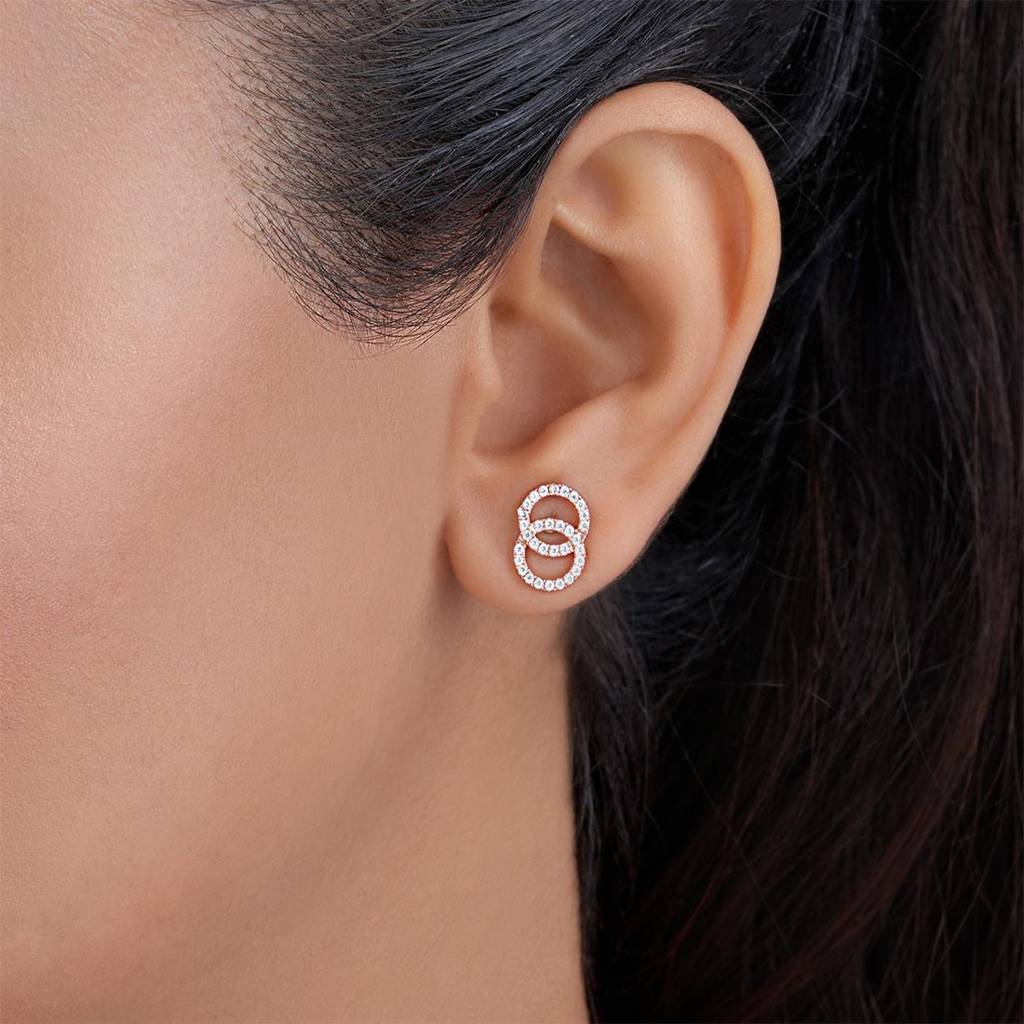 Twirling Circles Rose Gold Plated 925 Sterling Silver Earrings : EAR-20934-RG