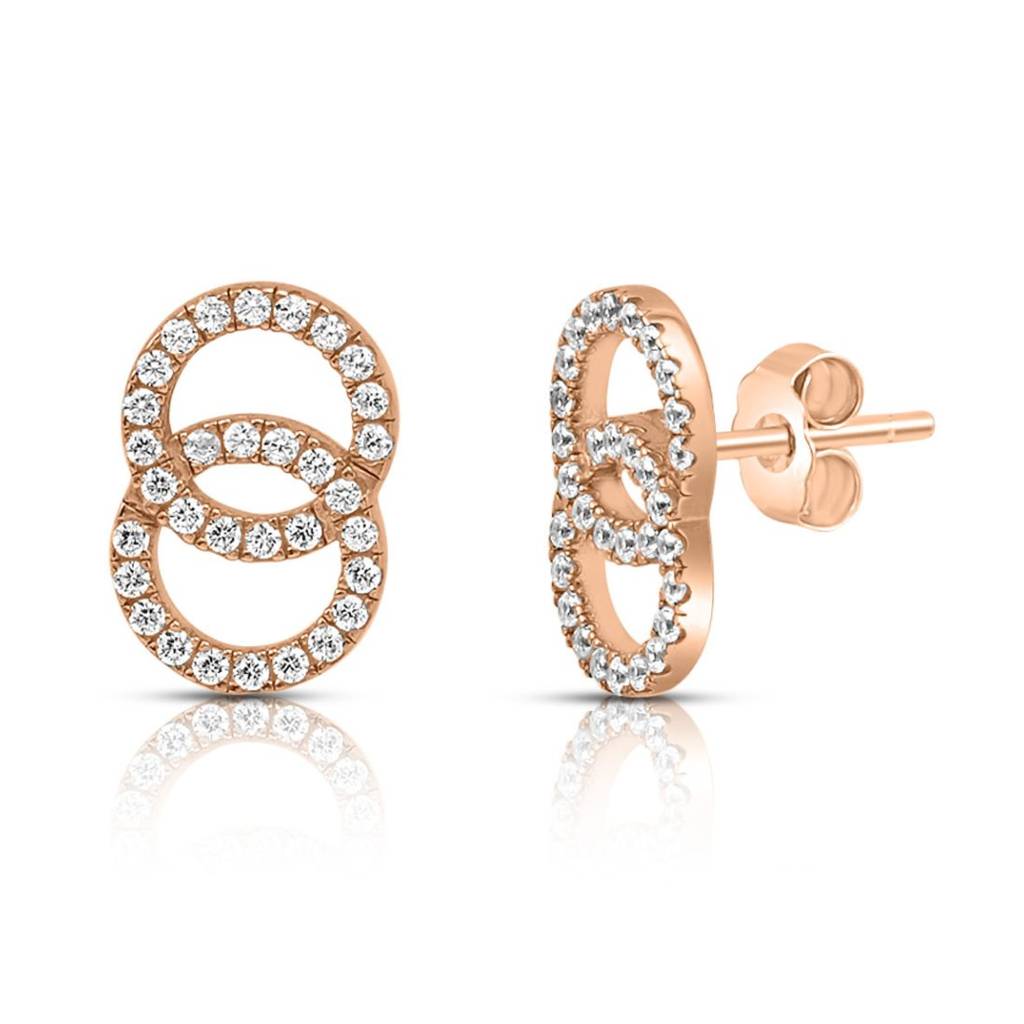 Twirling Circles Rose Gold Plated 925 Sterling Silver Earrings : EAR-20934-RG