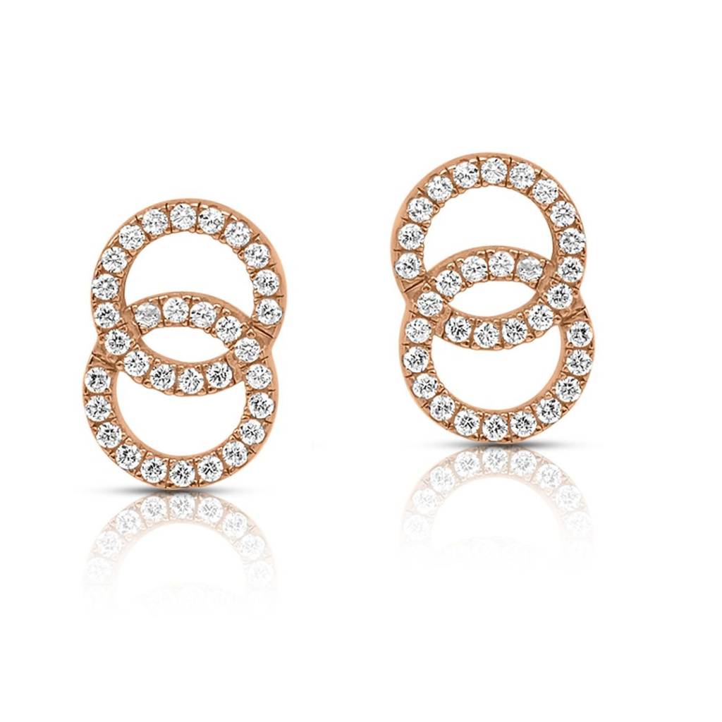 Twirling Circles Rose Gold Plated 925 Sterling Silver Earrings : EAR-20934-RG