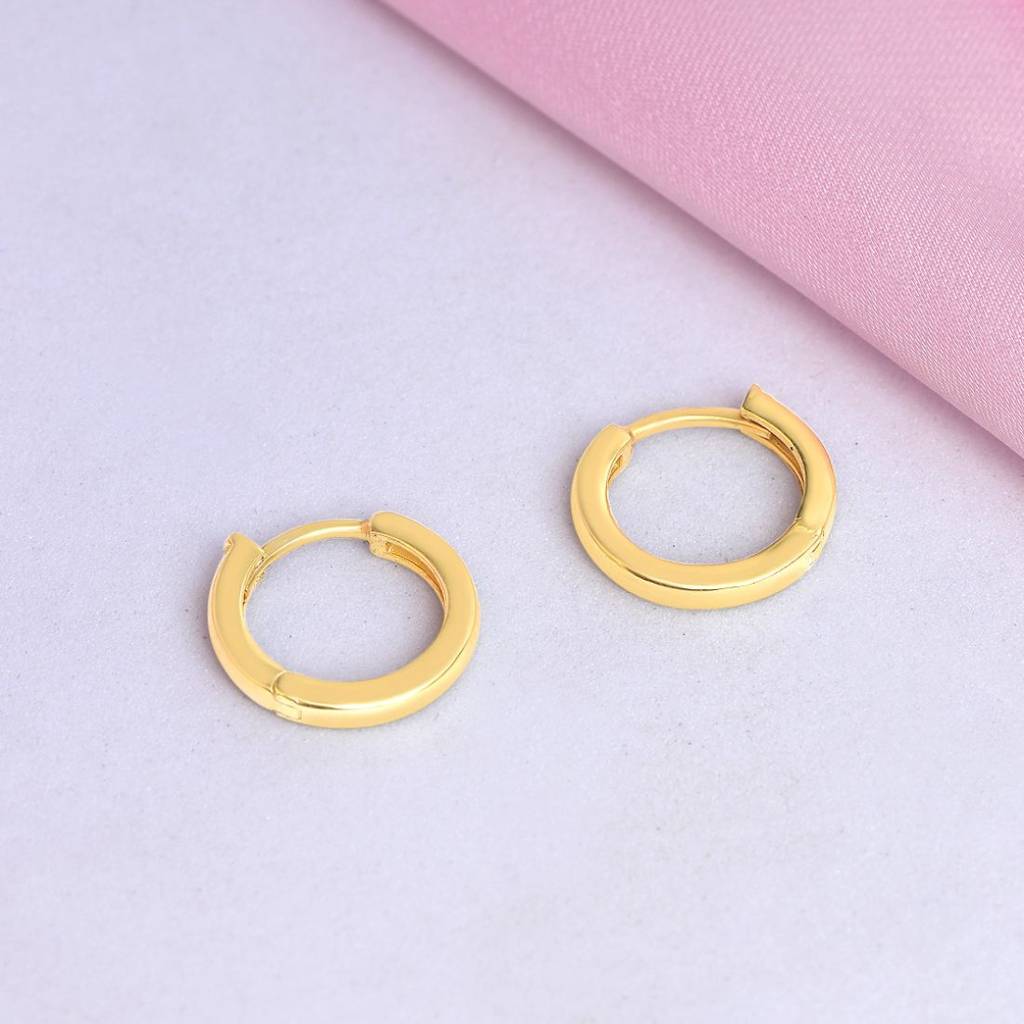 Classic Gold Plated 925 Sterling Silver Hoop Earrings : EAR-20935-G