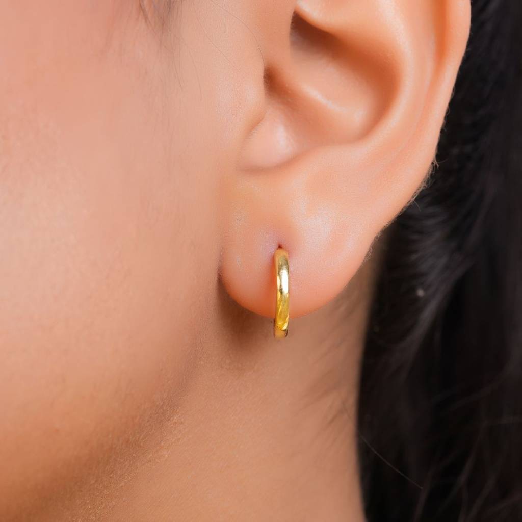 Classic Gold Plated 925 Sterling Silver Hoop Earrings : EAR-20935-G
