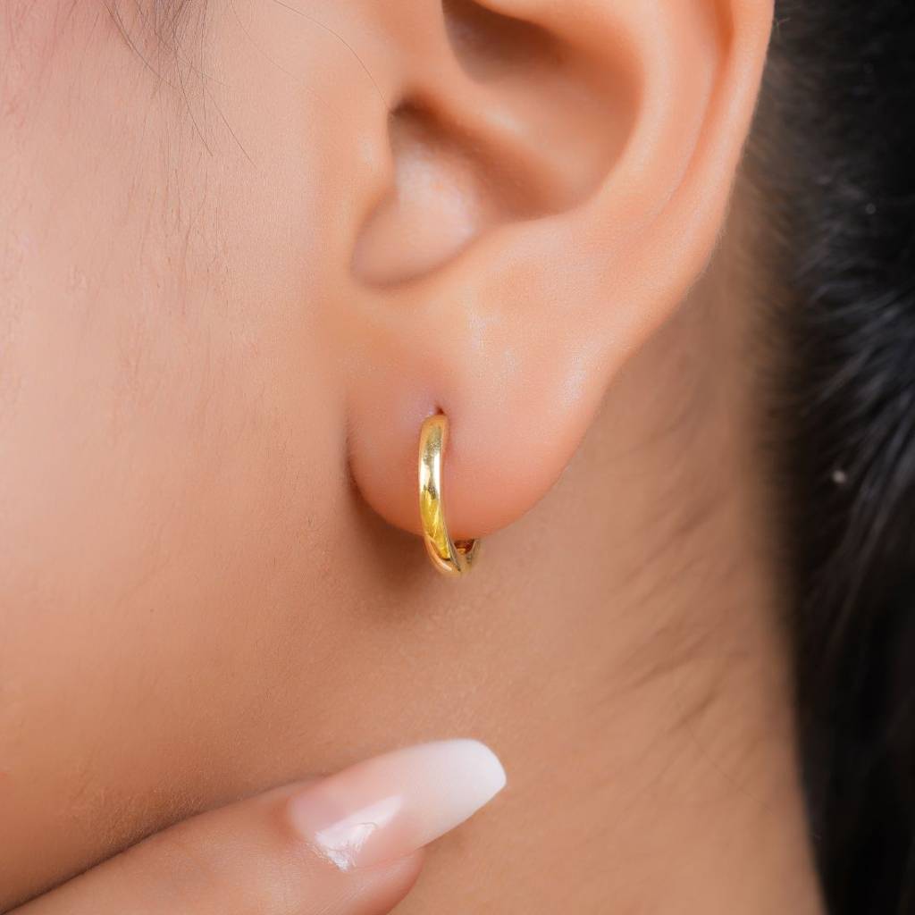 Classic Gold Plated 925 Sterling Silver Hoop Earrings : EAR-20935-G