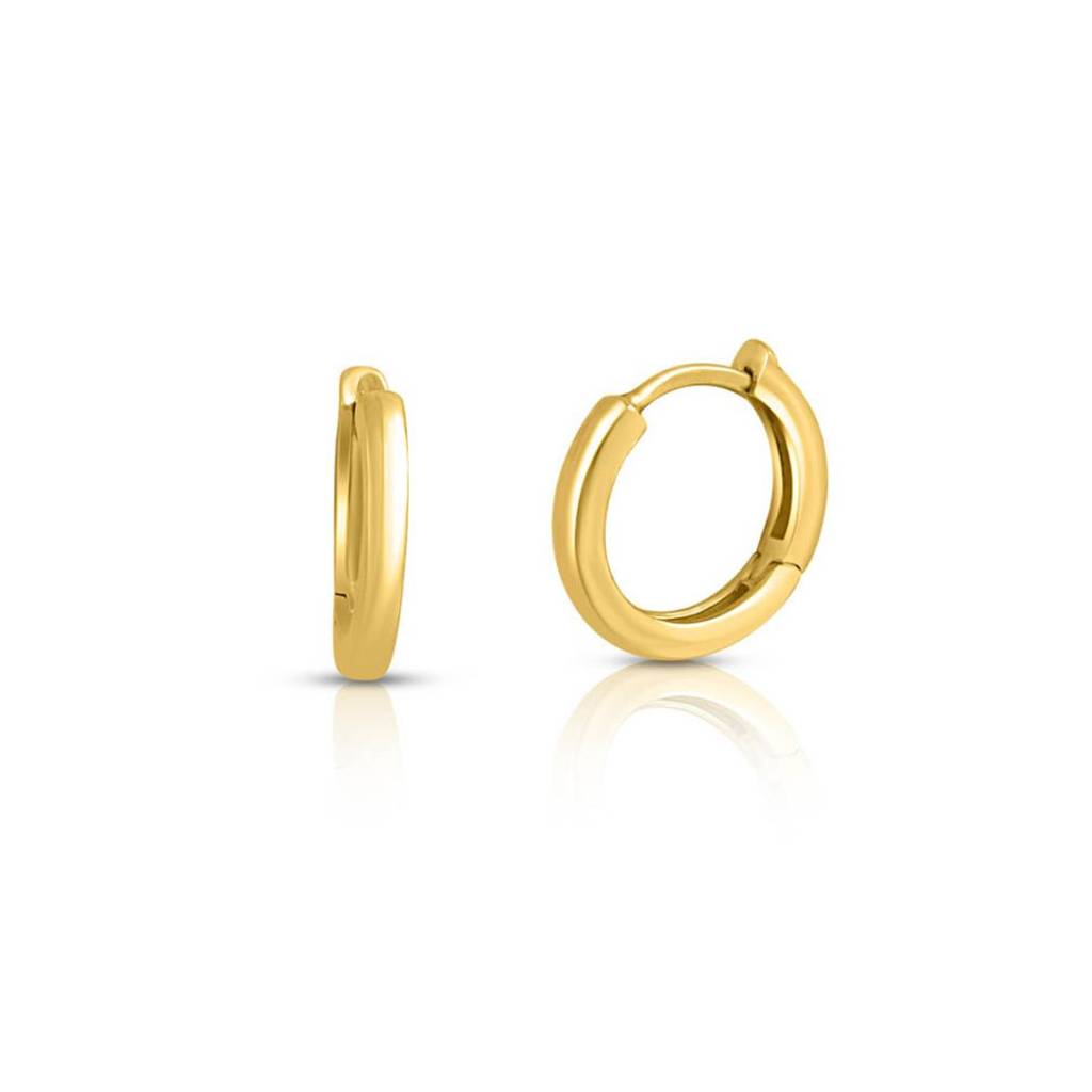 Classic Gold Plated 925 Sterling Silver Hoop Earrings : EAR-20935-G