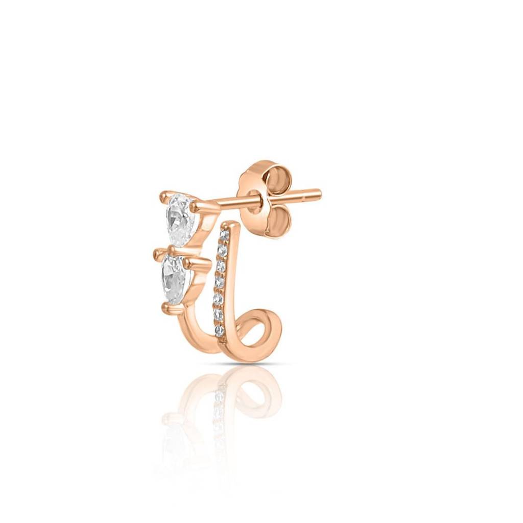Twin Hearts Rose Gold Plated 925 Sterling Silver Earrings : EAR-20947-RG