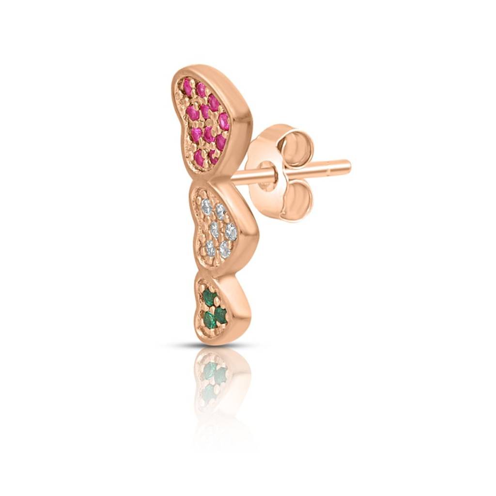 Heartfelt Trio Rose Gold Plated 925 Sterling Silver Earrings : EAR-20949-RG