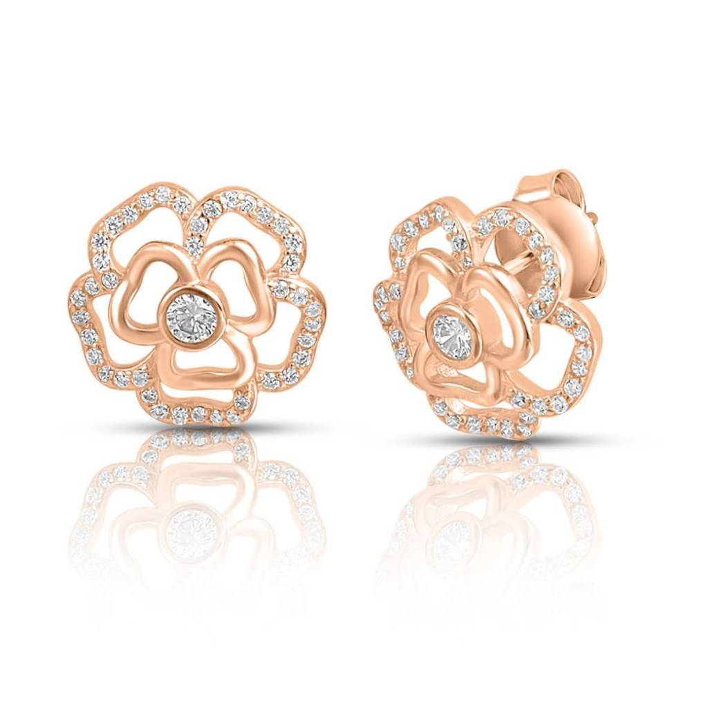 Ethereal Beauty Rose Gold Plated 925 Sterling Silver Earrings : EAR-20950-RG