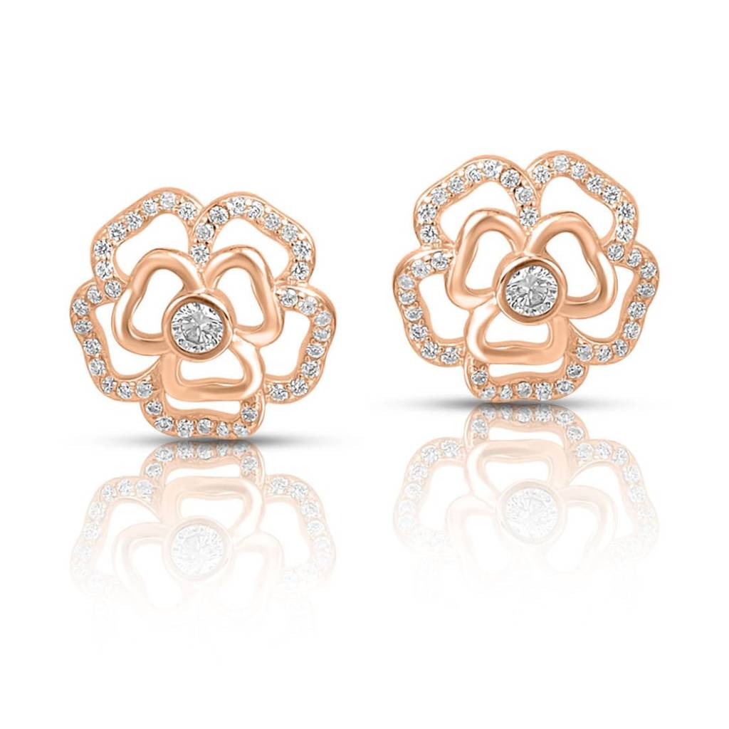 Ethereal Beauty Rose Gold Plated 925 Sterling Silver Earrings : EAR-20950-RG