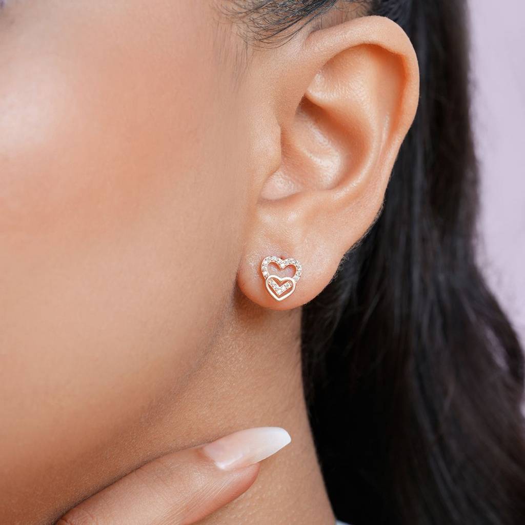 Love Squared Rose Gold Plated 925 Sterling Silver Earrings : EAR-20954-RG