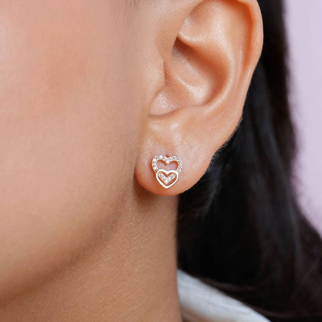 Love Squared Rose Gold Plated 925 Sterling Silver Earrings : EAR-20954-RG