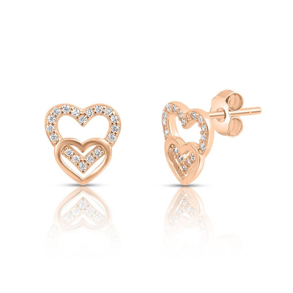 Love Squared Rose Gold Plated 925 Sterling Silver Earrings : EAR-20954-RG