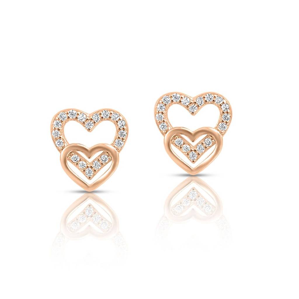 Love Squared Rose Gold Plated 925 Sterling Silver Earrings : EAR-20954-RG