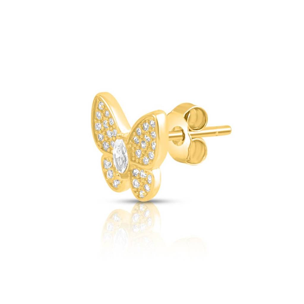 Butterfly Gold Plated 925 Sterling Silver Earrings : EAR-20957-G