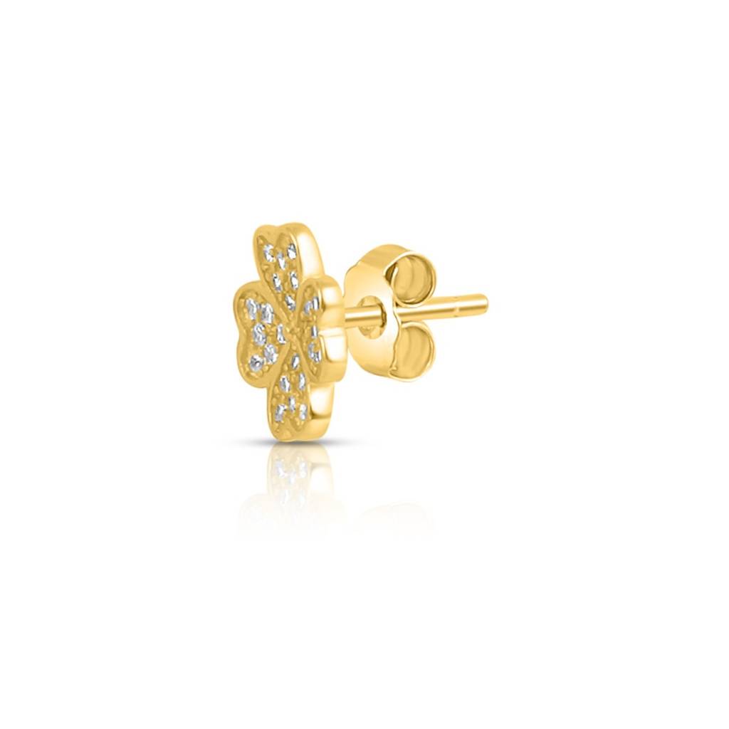 Exquisite Floral Gold Plated 925 Sterling Silver Earrings : EAR-20959-G