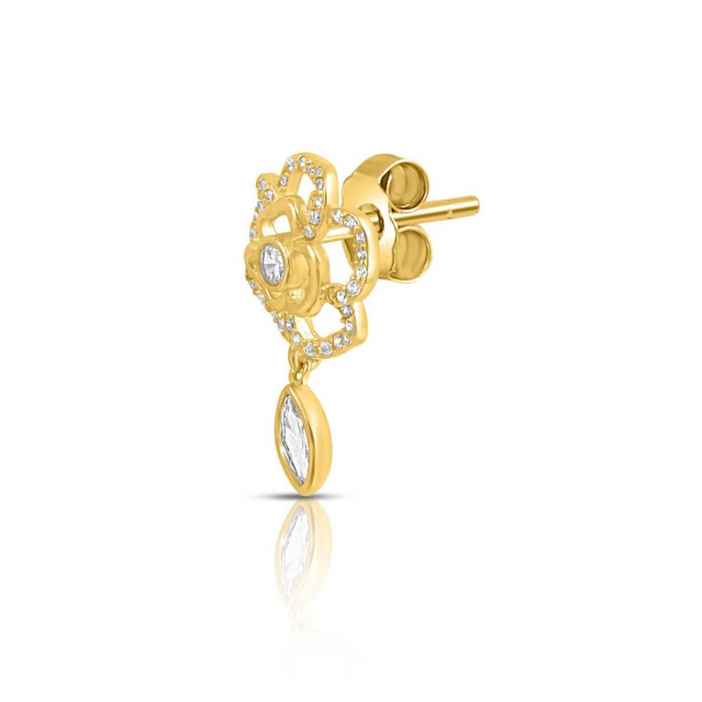 Floral Gold Plated 925 Sterling Silver Earrings : EAR-20961-G