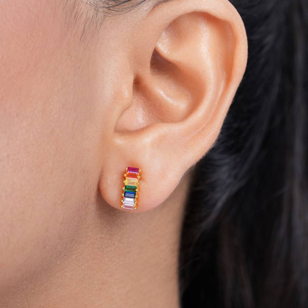 Rainbow Gold Plated 925 Sterling Silver Earrings : EAR-20962-G