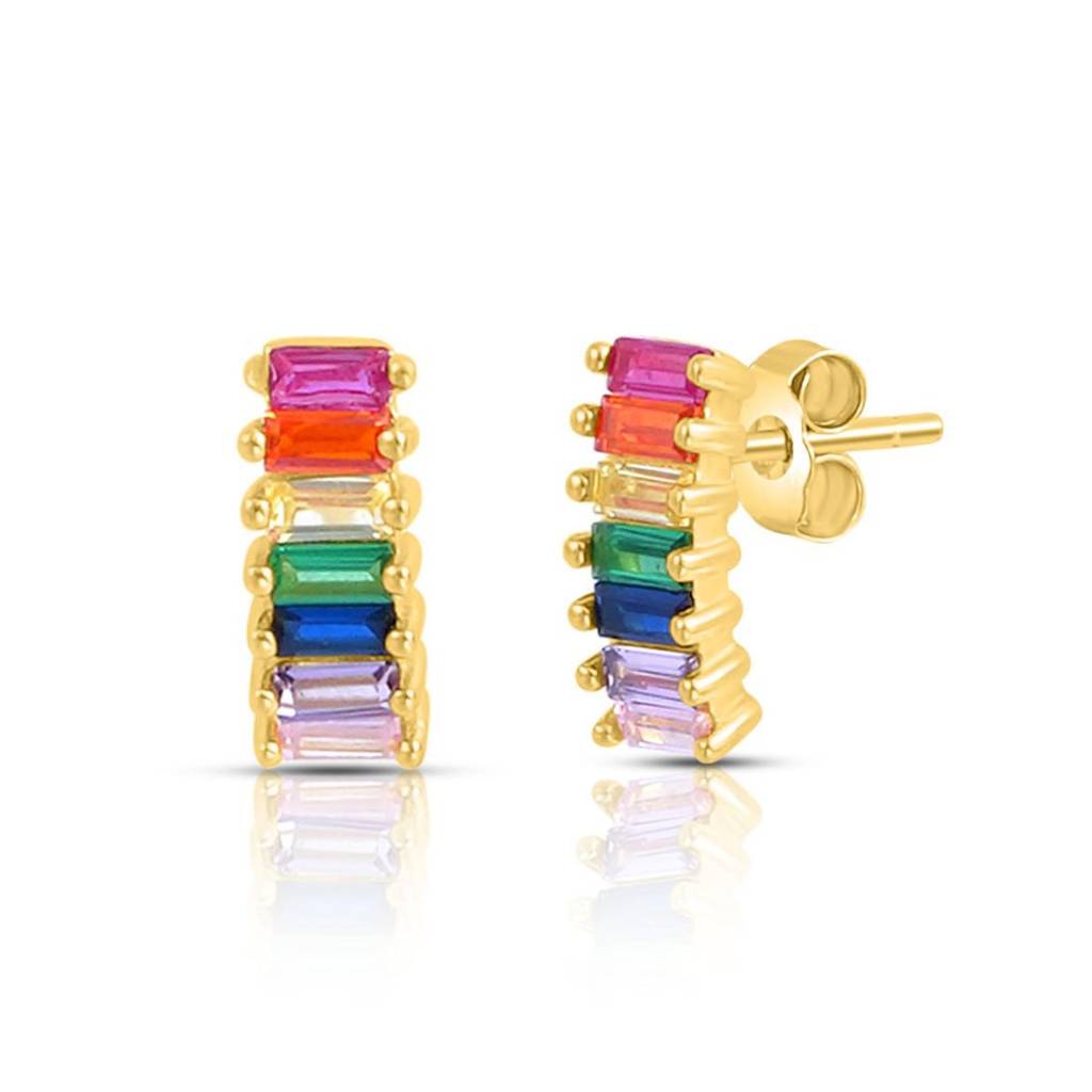 Rainbow Gold Plated 925 Sterling Silver Earrings : EAR-20962-G