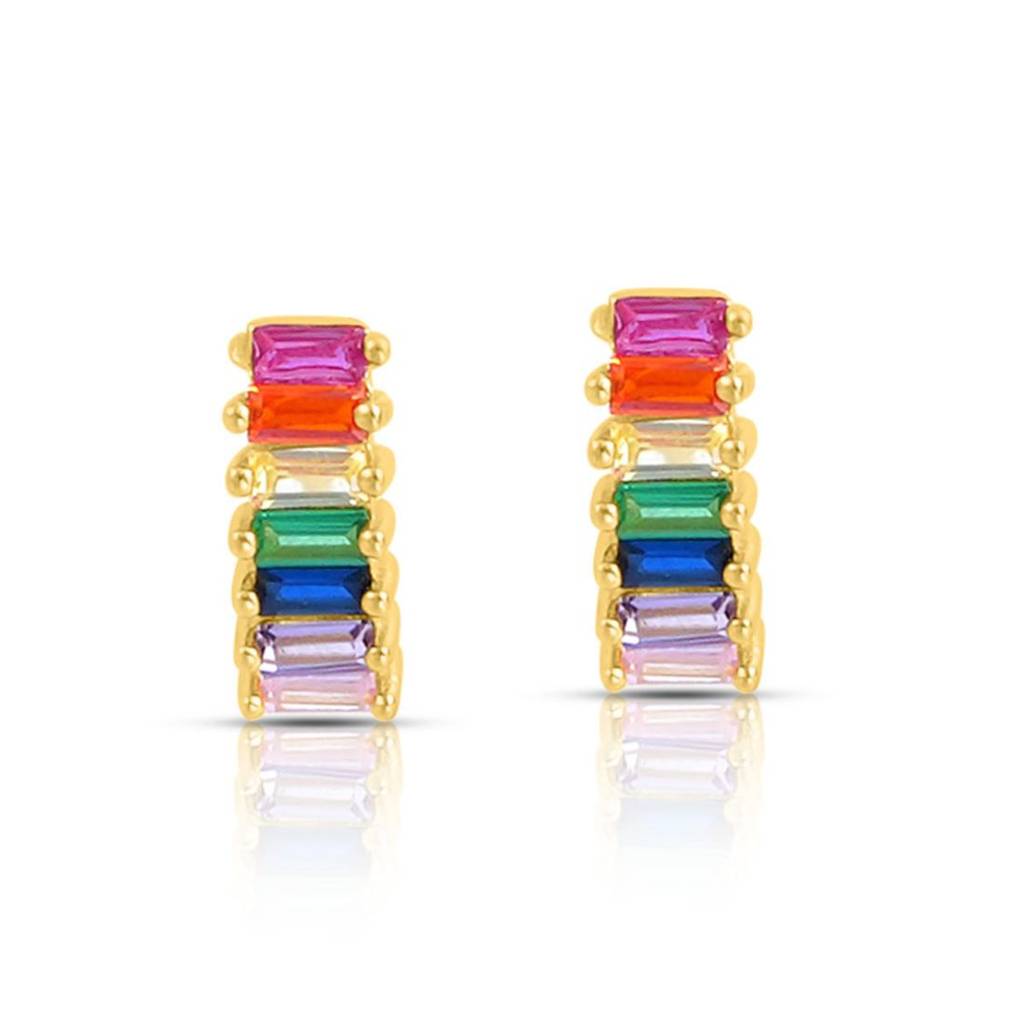 Rainbow Gold Plated 925 Sterling Silver Earrings : EAR-20962-G