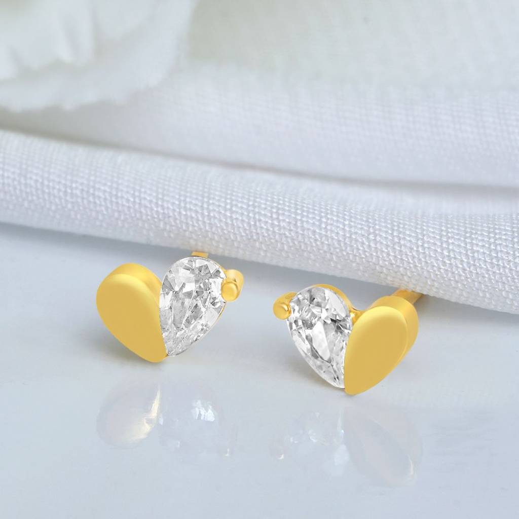 Hidden Heart Gold Plated 925 Sterling Silver Earrings : EAR-20964-G