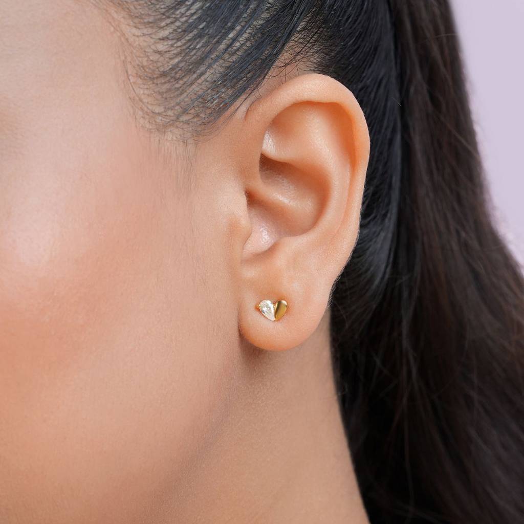 Hidden Heart Gold Plated 925 Sterling Silver Earrings : EAR-20964-G