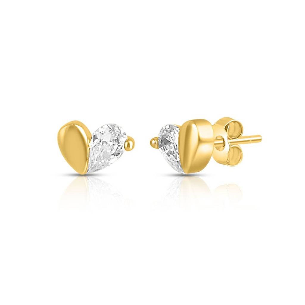 Hidden Heart Gold Plated 925 Sterling Silver Earrings : EAR-20964-G