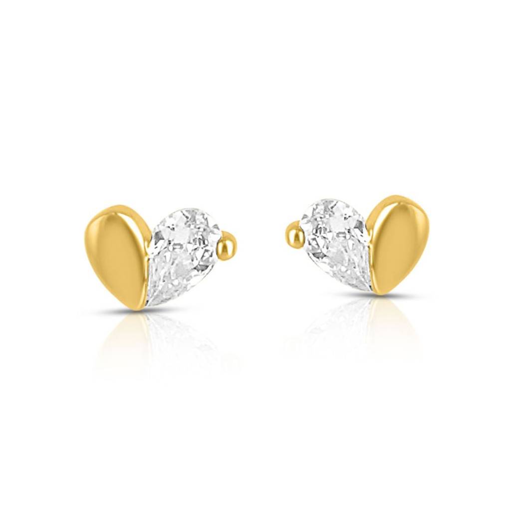 Hidden Heart Gold Plated 925 Sterling Silver Earrings : EAR-20964-G